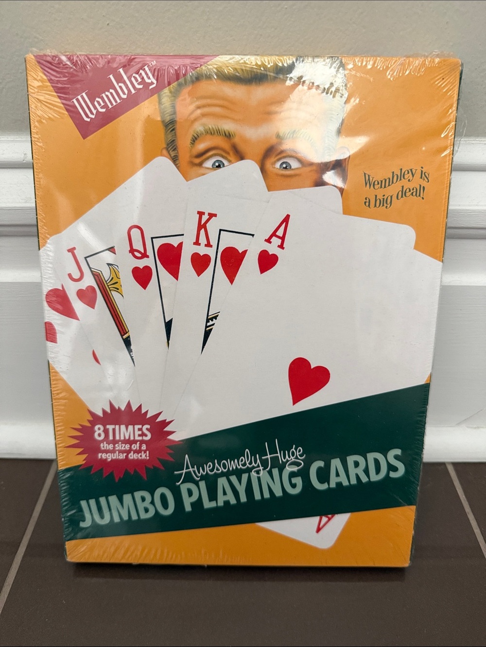 Wembley Jumbo Playing Cards in Orange and Green Packaging